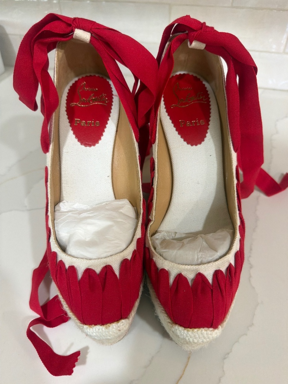 CHRISTIAN LOUBOUTIN Red Ibiza Espadrille Wedges